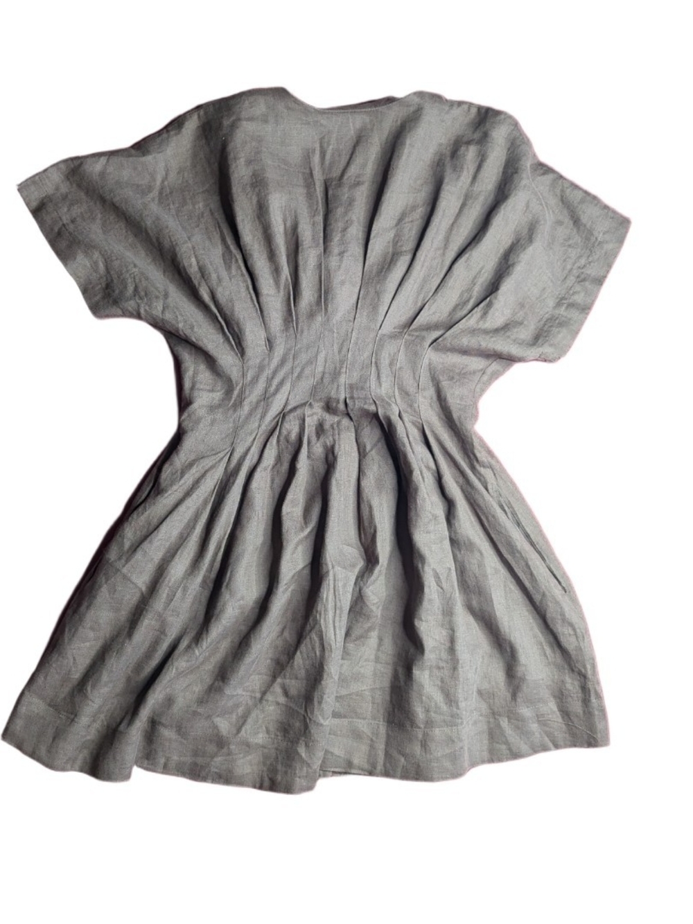 Anthropologie Exquise Dress Tobie Mini Pleated Chocolate Brown Linen Size Large - Picture 2 of 4